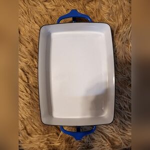 Vintage Dansk Kobenstyle Blue Baking Dish Tray 11" x 8" Cast Iron Enamel Good